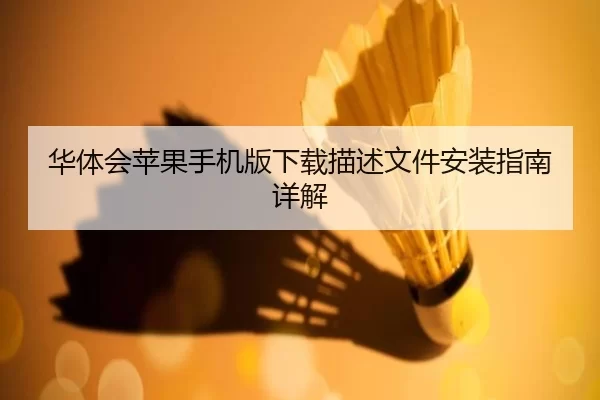 华体会苹果手机版下载描述文件安装指南详解
